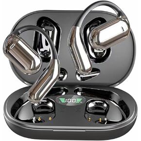 Bone Conduction Headphones Bluetooth 5.3 Wireless Earbuds 12hrs Playtime Wireless Charging Case Digital Display Sports Ear buds with IPX5 Waterproof Fingerprint Touch for Fitness