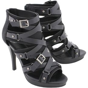 Milwaukee Leather MBL9451 Women's Black Fashion Casual Stiletto Heeled Sandals with Ankle Strap - 7
