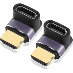 PNGKNYOCN 8K HDMI 270 Degree Adapter,2 Pack Right Angle HDMI 2.1 Male to Female Extender Adapter, Support 8K@60Hz/4K@120Hz HDR, for HDTV,Projector,Laptop (UP)