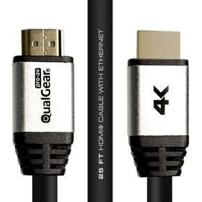 QualGear High Speed Long HDMI 2.0 Cable with Ethernet (50 Feet) - 100% OFC Copper, 24 Awg, 24K Gold Plated Contacts, CL3 Rated, Triple-Shielded. Supports 4K UHD, 3D, 18 Gbps, ARC (QG-CBL-HD20-50FT)