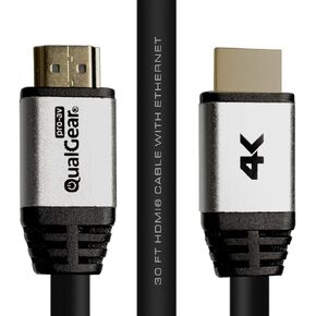 كابل HDMI 2.0 طويل عالي السرعة من QualGear مع إيثرنت (50 قدمًا) - 100% نحاس OFC، 24 Awg، عدسات مطلية بالذهب 24 قيراط، تصنيف CL3، محمي ثلاثي. يدعم 4K UHD، ثلاثي الأبعاد، 18 جيجابت في الثانية، ARC (QG-CBL-HD20-50FT) in Kuwait
