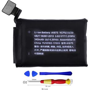 A1875 Replacement battery for Watch Series 3 Gen 42mm,Rechargeable 0 Cycle Battery Compatible with Apple Watch Series 3 Gen 42mm GPS with Repair Tool Kits(Only fit for GPS Vision)