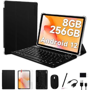 kinstone Android 12 Tablet 10.1 inch, Gaming Tablet,8GB RAM+256GB ROM Expand 1TB,MTK 8183 Octa-Core CPU 2.0Ghz,2MP Front + 5MP Rear Camera,IPS 1280 * 800 FHD, 2.4GHz/5GHz WiFi, 6000mAh