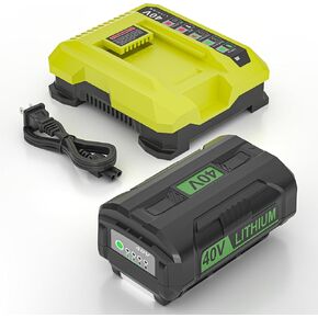 40V 6.0Ah Battery Replacement for Ryobi 40V Battery OP4040 OP40401 OP4026 OP40261 OP4050 OP40201 OP40601,Compatible with Ryobi 40V Tools and Charger (Battery&Charger)