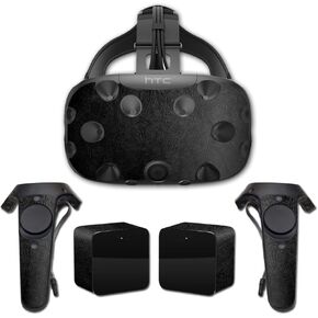 MightySkins Skin Compatible with HTC Vive Full Coverage - Black Leather | Protective, Durable, and Unique Vinyl Decal wrap Cover | Easy to Apply, Remove, and Change Styles | Made in The USA