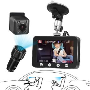 VSYSTO Baby Car Mirror, HD 1080P WiFi 4'' IPS Screen Baby Car Recorder, Car Dash Cam with Temperature Sensor, Infrared Night Vision Camera, Tire Pressure Monitor Sensors, GPS (4 Inch Screen)
