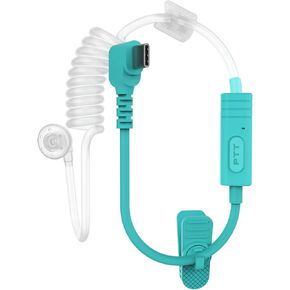 سماعة أذن T1 USB C Walkie Talkie مع ميكروفون، سماعة أذن أنبوبية صوتية متوافقة مع T1، سماعة أذن راديو ثنائية الاتجاه مع PTT (عبوة واحدة، أزرق)
