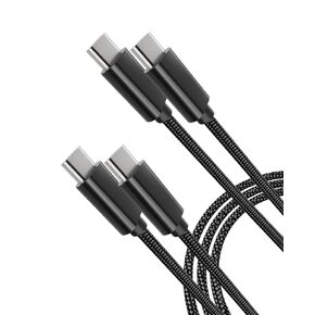 USB C to USB C Cable, New Nylon USB C Charger Cable, Type C 65W Fast Charging Cable for iPhone, iPad Mini, MacBook, Samsung Galaxy, Switch and More (3.3ft, 2Pack)