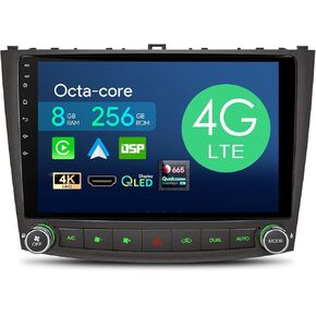 XTRONS Car Stereo for Lexus IS250 IS300 IS200 IS220 IS350, Android 12 Qualcomm Octa Core 8GB+256GB Car Radio, 10.1 Inch QLED IPS Touch Screen GPS Navigation Bluetooth DSP Car Play Android Auto 4G LTE in Kuwait