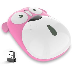 2.4GHz Wireless Mouse Cute Animal Dog Shape Ergonomic Rechargeable Optical Computer Mice, Silent Cartoon Cordless Mouse with USB Receiver for PC Laptop PC Notebook MacBook Desktop(Black)