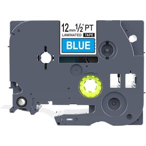 1PK White on Blue Standard Laminated Label Tape Compatible for Brother P-Touch TZe-535 TZ535 TZe535(12mm x 8m)