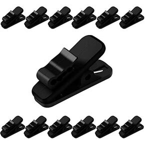 Headphone Clip for Shirt, 1 Inch Length Small Earbud Cord Management Earphone Mount Cable Clothing Clip to Keep Microphone Cord in Place for 1.5mm Diameter Round Wire (12 Pcs/Black)