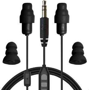 Plugfones Guardian Plus in-Ear Earplug Earbud Hybrid - Noise Reduction in-Ear Headphones with Noise Isolating Mic and Controls (Yellow & Blue)