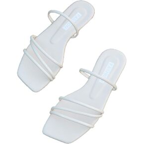 Women's Cross Strap Flat Sandals Slip on Sandals Open Toe Slide Sandals