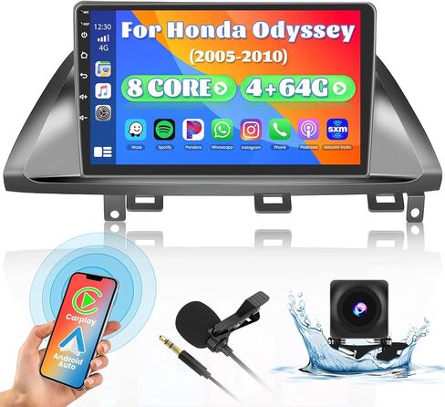 Fukulu for Honda Odyssey 2005-2010【2+64GB Carplay Radio Android 13】 with Wireless Carplay Android Auto, 10.1'' Touch Screen Car Stereo GPS/WiFi/32EQ DSP/Bluetooth 5.0/SWC/Mic, Backup Cam in Saudi Arabia
