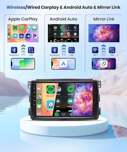【2+64G】 لسيارة Mercedes Benz Smart Fortwo 2005-2010 Android Car Radio Stereo، Carplay Wireless Android Auto 9 بوصة شاشة تعمل باللمس HiFi Bluetooth مستقبل صوت السيارة GPS واي فاي كاميرا احتياطية FM/RDS SWC in Saudi Arabia