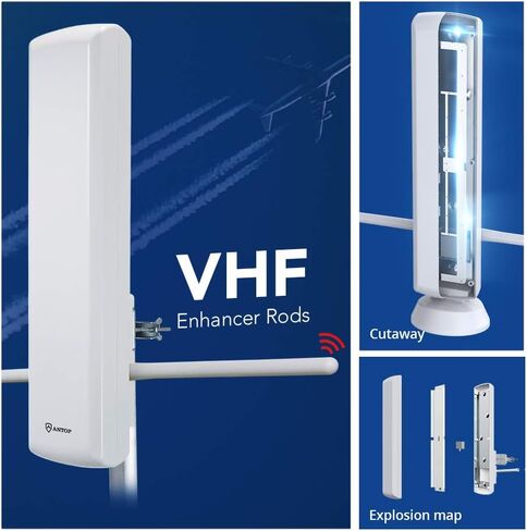 ANTOP TV Antenna for Smart TV Outdoor Indoor 4K 1080P HDTV Flat-Panel Smartpass Built-in Amplified VHF UHF Long Range Multi-Directional Antennas, SBS-802 in Kuwait