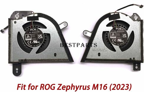مروحة تبريد BestParts لـ ROG GU604 - بديل مروحة وحدة المعالجة المركزية الأصلية + GPU لجهاز ASUS ROG Zephyrus M16 (2023) GU604VI GU604VZ GU604VY، P/N: DFSCL42P06593C DFSCL42P16593C، مروحة 12 فولت in Kuwait
