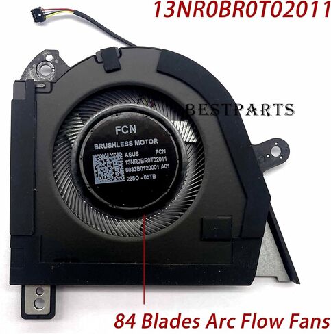 مروحة تبريد BestParts لـ ROG GU604 - بديل مروحة وحدة المعالجة المركزية الأصلية + GPU لجهاز ASUS ROG Zephyrus M16 (2023) GU604VI GU604VZ GU604VY، P/N: DFSCL42P06593C DFSCL42P16593C، مروحة 12 فولت in Kuwait