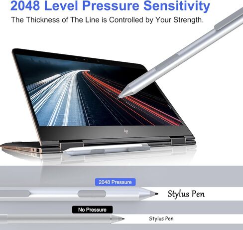 قلم شاشة لـ HP EliteBook x360 G6/G5/G4/G3/G2، HP Elite x2 G4/1013 G3/1012 G2/1012 G1، HP ProBook G1/G2، HP Pavilion x2 12-b0xx/b1xx، HP Spectre x2 12- a0xx، قلم AES 1.0، فضي in Kuwait