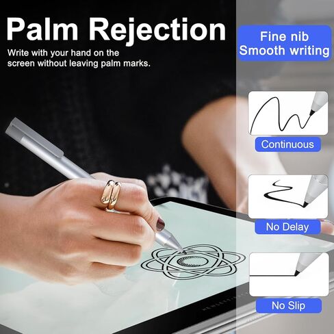 قلم شاشة لـ HP EliteBook x360 G6/G5/G4/G3/G2، HP Elite x2 G4/1013 G3/1012 G2/1012 G1، HP ProBook G1/G2، HP Pavilion x2 12-b0xx/b1xx، HP Spectre x2 12- a0xx، قلم AES 1.0، فضي in Kuwait