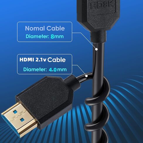 MysRuida 1ft 8K Mini HDMI 2.1 to HDMI 2.1 Cable, 90 Degree Down Angle 8K Mini HDMI Male to 8K HDMI Female Extension Adapter Extender Cable, OD 4mm Slim Ultra HD HDMI 2.1 Version 8K Cable, 8k@60HZ in Saudi Arabia