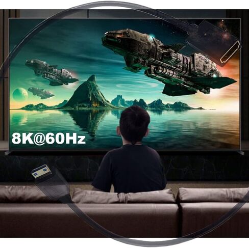 MysRuida 1ft 8K Mini HDMI 2.1 to HDMI 2.1 Cable, 90 Degree Down Angle 8K Mini HDMI Male to 8K HDMI Female Extension Adapter Extender Cable, OD 4mm Slim Ultra HD HDMI 2.1 Version 8K Cable, 8k@60HZ in Saudi Arabia