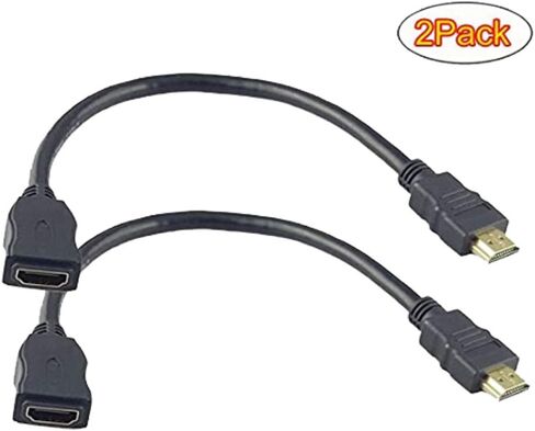 Seadream 2Pack 1 قدم عالي السرعة HDMI ذكر إلى أنثى كابل محول موصل قصير ومريح لـ Google Chrome Cast، Fire TV Stick، Roku Stick Connection to TV in Saudi Arabia