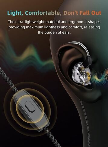 CCZ DC01 Pro in Ear Monitor Headphones, Professional IEM Earphones, Super Bass & Noise Cancelling Wired Earbuds, 3.5mm Plug in Ear Headphones with 1DD Patent Ear fins Ear tips (Purple-Blue no mic) in Saudi Arabia