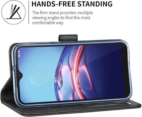 حافظة Feitenn Moto E 2020، حافظة Moto E Flip، محفظة نحيفة ورفيعة بغطاء قابل للطي وحامل فتحات بطاقة الائتمان وحامل إغلاق مغناطيسي ممتص للصدمات مصنوع من جلد البولي يوريثان الحراري وجلد مقاوم للصدمات لهاتف Moto E 2020 / Moto E7 - أسود in Saudi Arabia