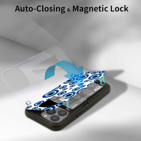 حافظة Qoosan لهاتف iPhone 15 Pro Max مع حامل بطاقات ومحفظة ومرآة وحافظة هاتف نحيفة لهاتف iPhone 15 Pro Max 6.7 بوصة، عيون شريرة in Saudi Arabia
