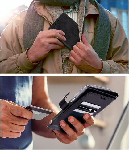 GOOSPERY Mansoor Wallet Designed for iPhone 14 Pro Max Case [9 Card Slots+2 Extra Side Pocket] Double Sided Multi-Slot Inner Flap Card Holder Ample Storage Flip Phone Cover - Black in Saudi Arabia