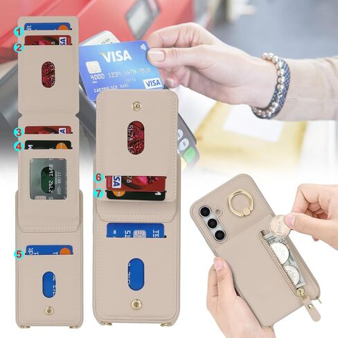 Samsung Galaxy A54 5G Case with Card Holder for Women, Galaxy A54 5G Phone Case Wallet with Strap Credit Card Slots Crossbody with Kickstand Zipper Shockproof Case for A54 5G - Black in Saudi Arabia