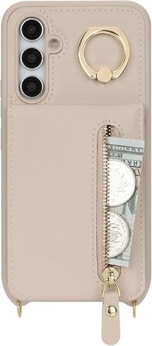 Samsung Galaxy A54 5G Case with Card Holder for Women, Galaxy A54 5G Phone Case Wallet with Strap Credit Card Slots Crossbody with Kickstand Zipper Shockproof Case for A54 5G - Black in Saudi Arabia