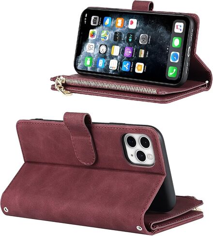 محفظة هاتف iPhone 11 Pro Max من Jaorty للنساء والرجال مع حامل بطاقة الائتمان، حافظة iPhone 11 Pro Max Crossbody مع حبل للكتف، وجيب بسحاب من جلد البولي يوريثان، 6.7 بوصة أسود in Saudi Arabia
