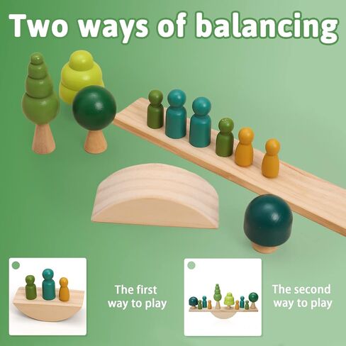 Promise Babe Wooden Tree Toys Balance Toys Wooden Peg Dolls Preschool Learning Educational Montessori Toys, Natural Woodland Trees Creative Accessories for Home Decor in Saudi Arabia