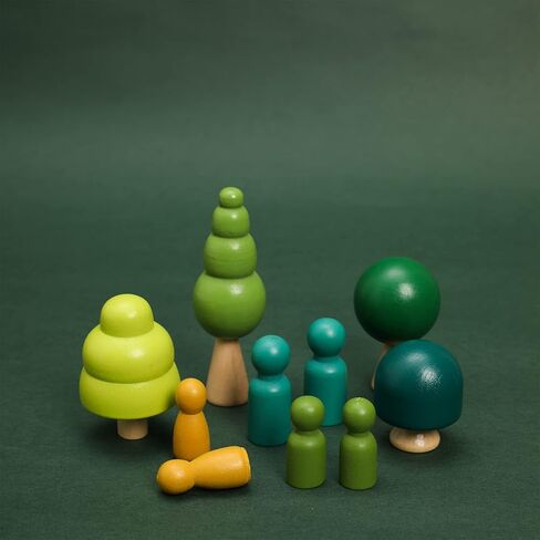 Promise Babe Wooden Tree Toys Balance Toys Wooden Peg Dolls Preschool Learning Educational Montessori Toys, Natural Woodland Trees Creative Accessories for Home Decor in Saudi Arabia