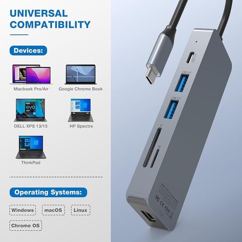 محطة إرساء USB C HOPDAY - موزع USB C 10 في 1 مع HDMI 4K لجهاز MacBook Pro/Air، محول من النوع C للكمبيوتر اللوحي وأجهزة الكمبيوتر المحمولة وSurface Pro (PD 100W، USB 3.0 5 جيجابت في الثانية، قارئ بطاقة SD/TF) in Saudi Arabia