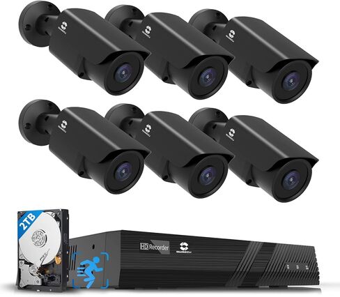 نظام كاميرا أمان GWSECU 16 قناة PoE، 4K 16 قناة NVR مع محرك أقراص ثابتة سعة 4 تيرابايت، 12 قطعة 5 ميجابكسل سلكية خارجية كاميرات IP رصاصة داخلية ميكروفون مدمج، رؤية ليلية بالأشعة تحت الحمراء 100 قدم، اكتشاف الأشخاص بالذكاء الاصطناعي، G51612P4B03 in Kuwait