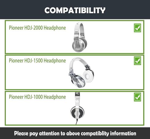 وسادة وسائد أذن بديلة متوافقة مع سماعات Pioneer HDJ-2000 HDJ-1500 HDJ-1000 HDJ2000/1500/1000 HDJ 2000 1500 1000 وسائد أذن ممتازة مع جلد بروتين أكثر نعومة/إسفنج الذاكرة in Kuwait