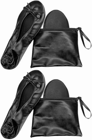 2 Pairs Women's Portable Foldable Ballet Flats Shoes Roll Up Slippers for Travel for Ballerina Wedding in Saudi Arabia