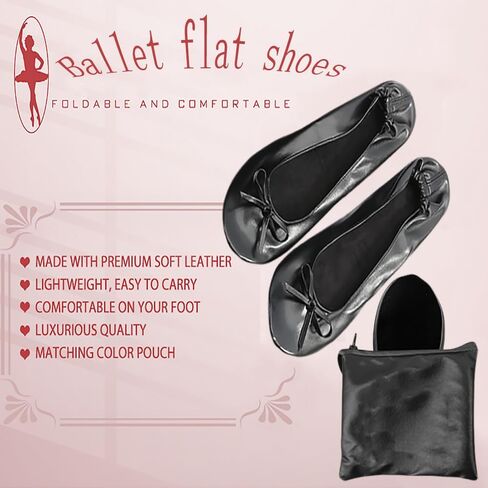 2 Pairs Women's Portable Foldable Ballet Flats Shoes Roll Up Slippers for Travel for Ballerina Wedding in Saudi Arabia