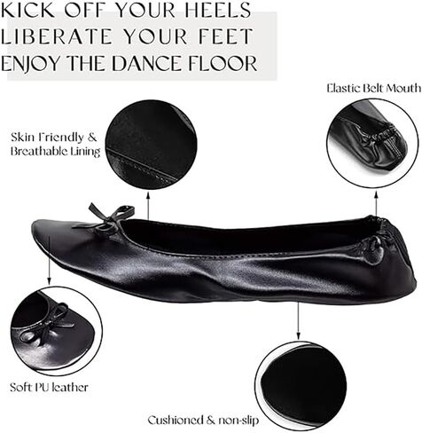 2 Pairs Women's Portable Foldable Ballet Flats Shoes Roll Up Slippers for Travel for Ballerina Wedding in Saudi Arabia