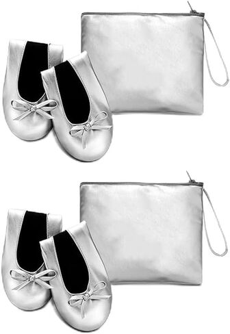2 Pairs Women's Portable Foldable Ballet Flats Shoes Roll Up Slippers for Travel for Ballerina Wedding in Saudi Arabia