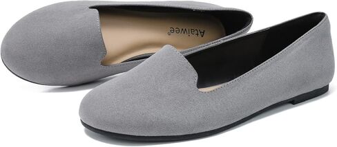 حذاء مسطح نسائي واسع العرض من Ataiwee - حذاء أسود بمقدمة مستديرة سهل الارتداء. in Kuwait