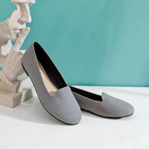 حذاء مسطح نسائي واسع العرض من Ataiwee - حذاء أسود بمقدمة مستديرة سهل الارتداء. in Kuwait