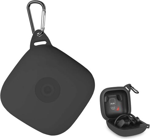 Anti Lost Carrying Protective Silicone Replacement Case for Beats Powerbeats Pro 2019 Full Body Protection Shockproof Powerbeats Charging Case Skin and Cover with Carabiner Black in Saudi Arabia