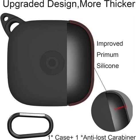 Anti Lost Carrying Protective Silicone Replacement Case for Beats Powerbeats Pro 2019 Full Body Protection Shockproof Powerbeats Charging Case Skin and Cover with Carabiner Black in Saudi Arabia