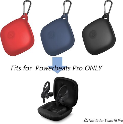 Anti Lost Carrying Protective Silicone Replacement Case for Beats Powerbeats Pro 2019 Full Body Protection Shockproof Powerbeats Charging Case Skin and Cover with Carabiner Black in Saudi Arabia