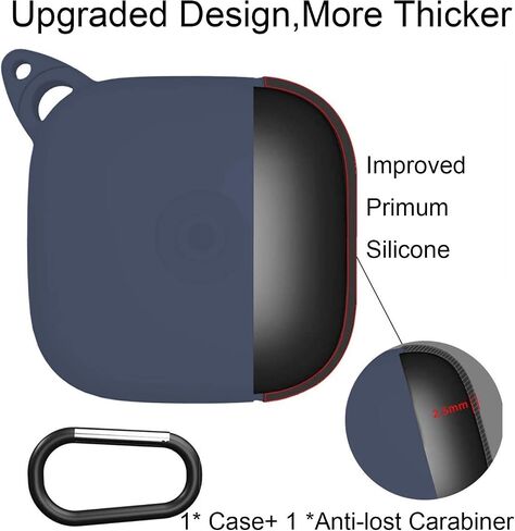 Anti Lost Carrying Protective Silicone Replacement Case for Beats Powerbeats Pro 2019 Full Body Protection Shockproof Powerbeats Charging Case Skin and Cover with Carabiner Black in Saudi Arabia
